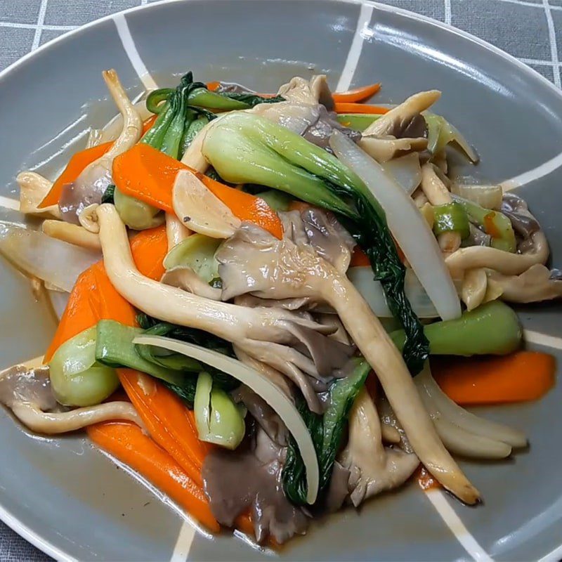 Step 5 Final Product Stir-fried bok choy with oyster mushrooms