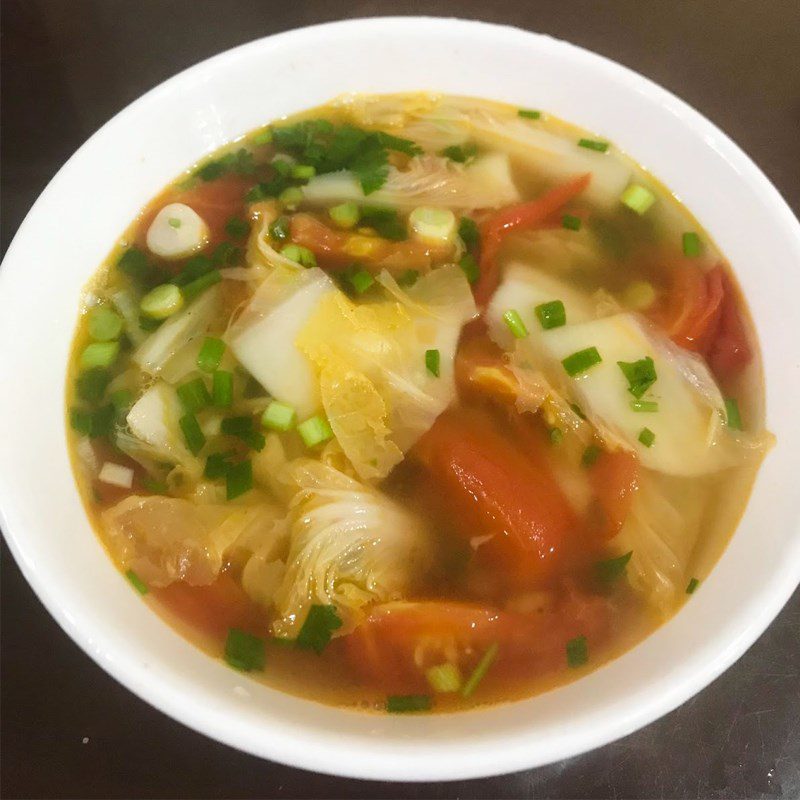 Step 3 Final product Napa cabbage tomato soup