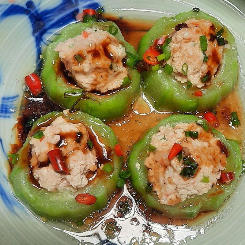 Step 4 Final Product Steamed Stuffed Bitter Melon with Shrimp