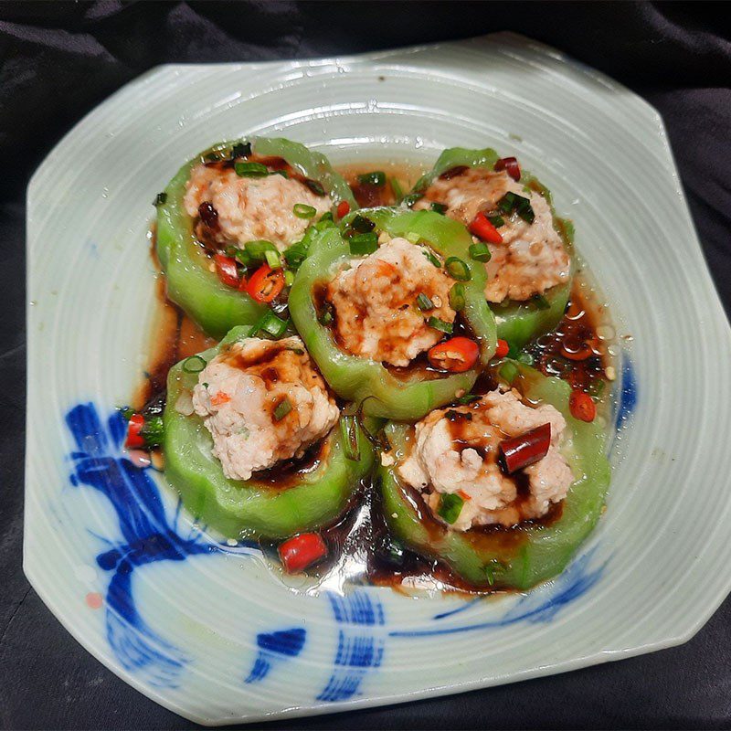 Step 4 Final Product Steamed Stuffed Bitter Melon with Shrimp