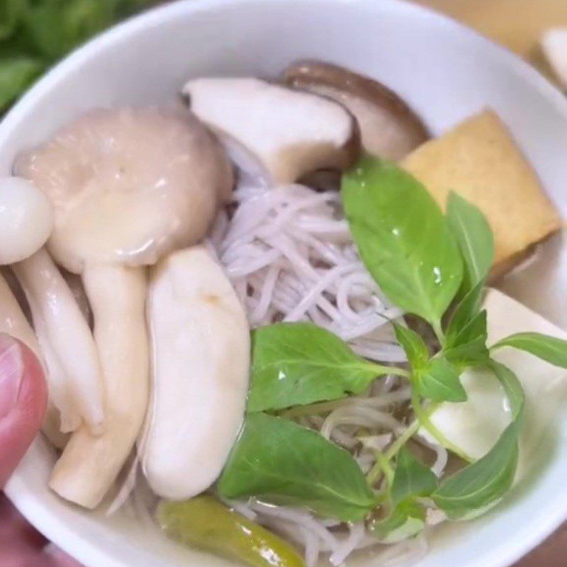 Step 5 Finished Product Mushroom Hot Pot with Vietnamese Basil