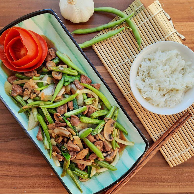 Step 4 Finished dish Stir-fried chicken hearts with green beans