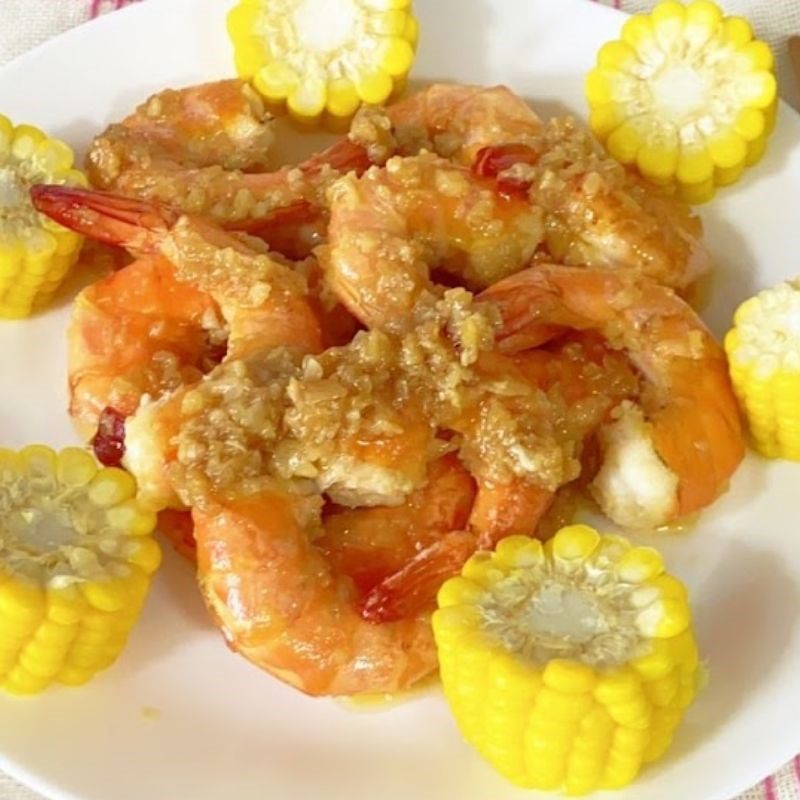 Step 4 Finished Product Garlic Butter Shrimp with Coconut Water