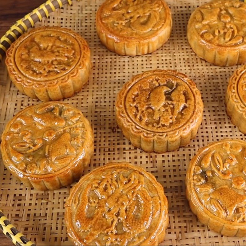 Step 8 Final Product Moon Cake with Black Sesame and Salted Egg Yolk