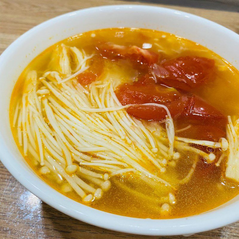 Step 3 Final Product Tomato enoki mushroom soup