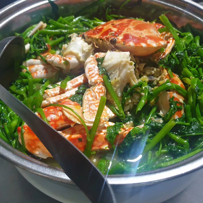 Step 6 Final Product Crab Hot Pot with Water Spinach