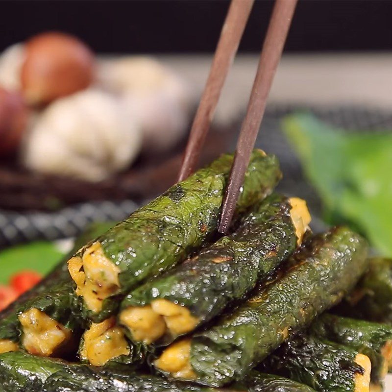 Step 5 Final product Grilled fish cake in betel leaf