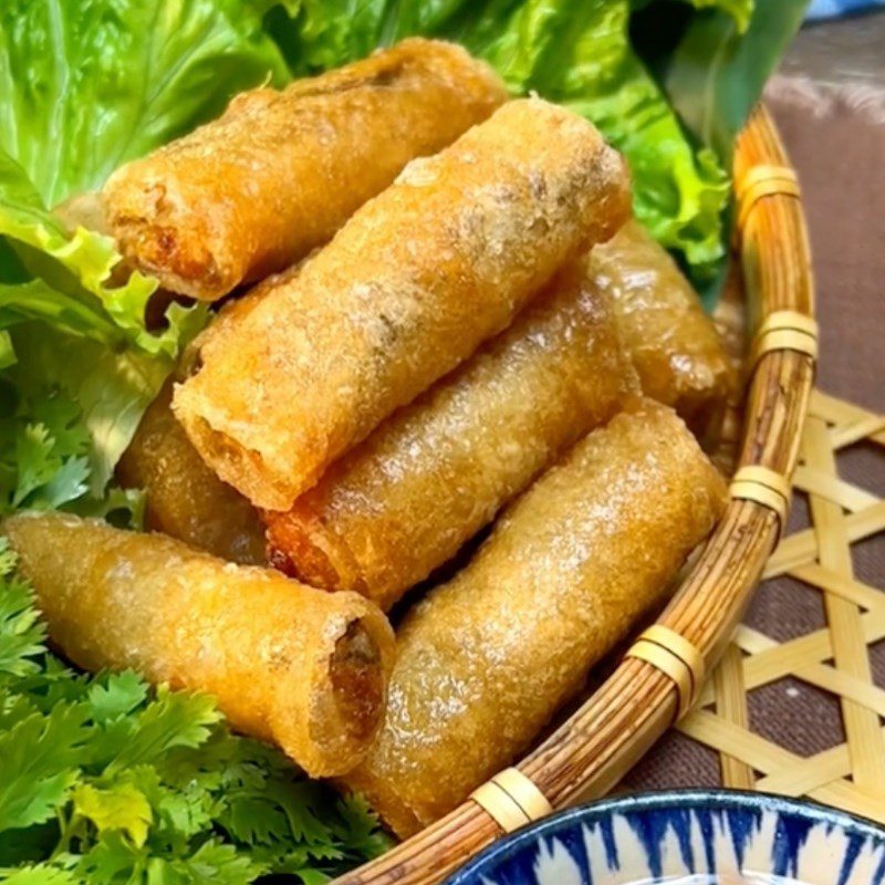 Step 4 Final Product Vegetarian spring rolls with taro