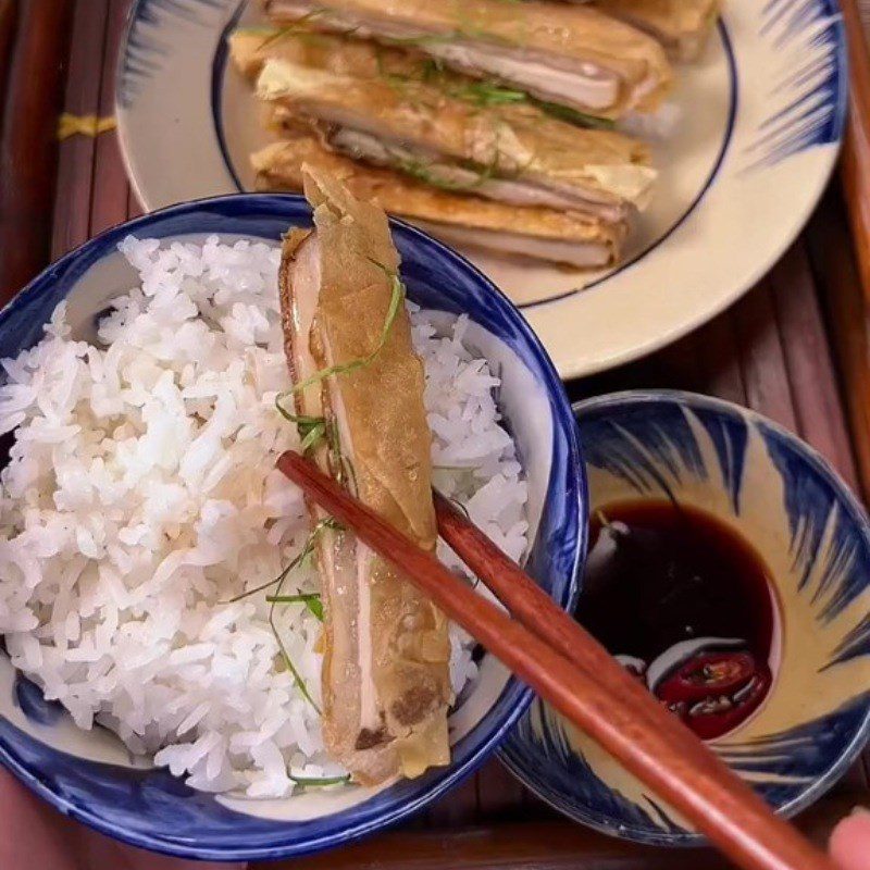 Step 5 Final product Dried tofu skin rolled with chicken thigh mushrooms