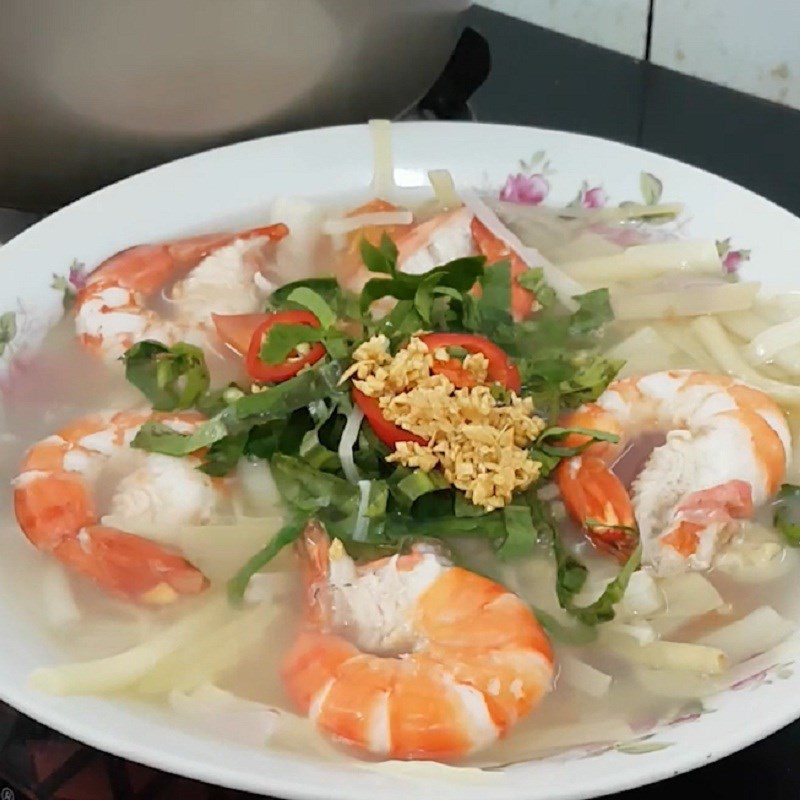 Step 4 Final Product Sour Shrimp Soup with Bamboo Shoots