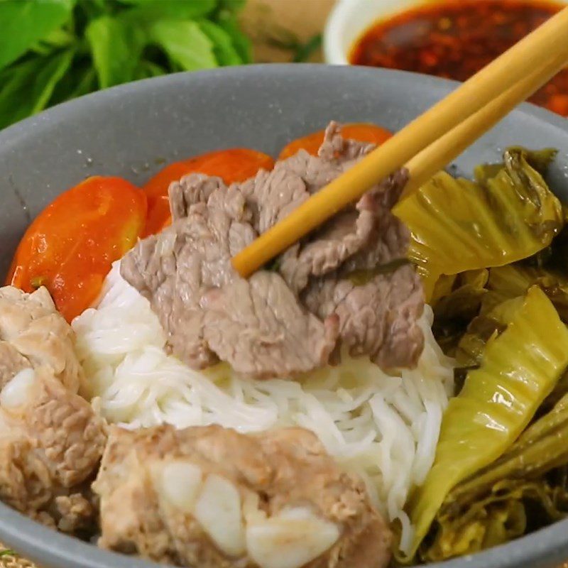 Step 6 The finished product Pork Rib Noodle Soup with Pickled Mustard Greens