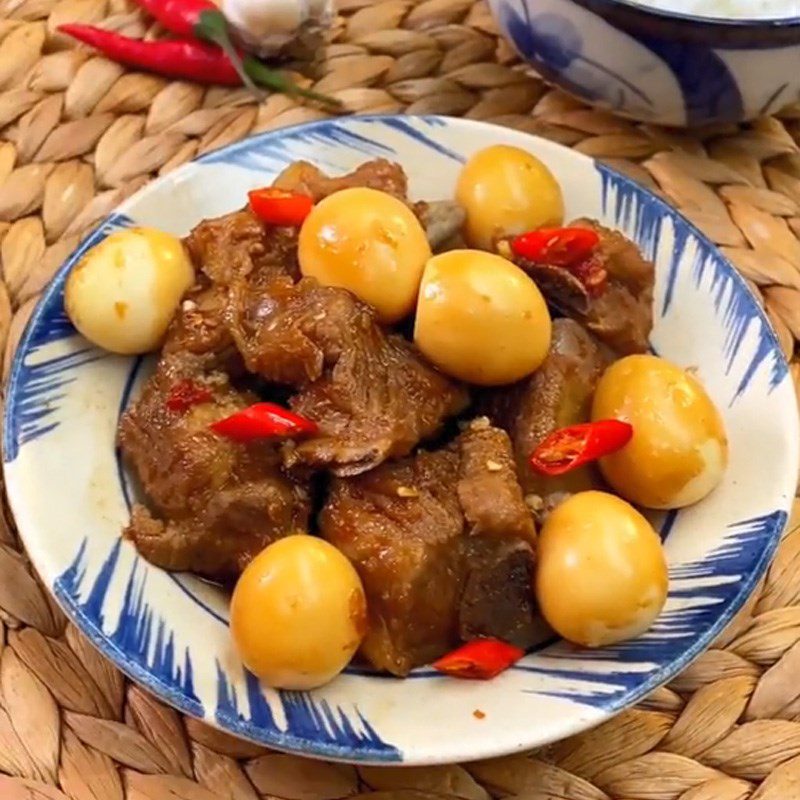 Step 4 Final Product Braised Pork Ribs with Quail Eggs (Recipe shared from TikTok Let's Cook with TasteVN)