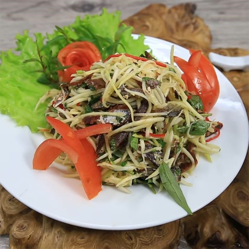 Step 5 Final product Dried fish mango salad