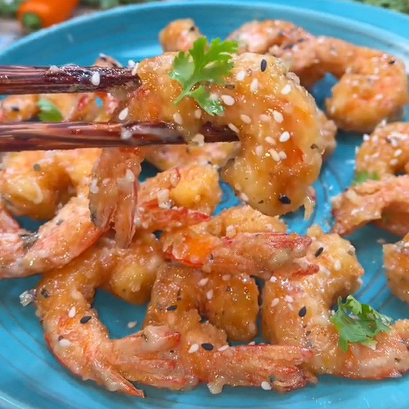 Step 4 Final Product Crispy fried shrimp with mayonnaise mustard sauce