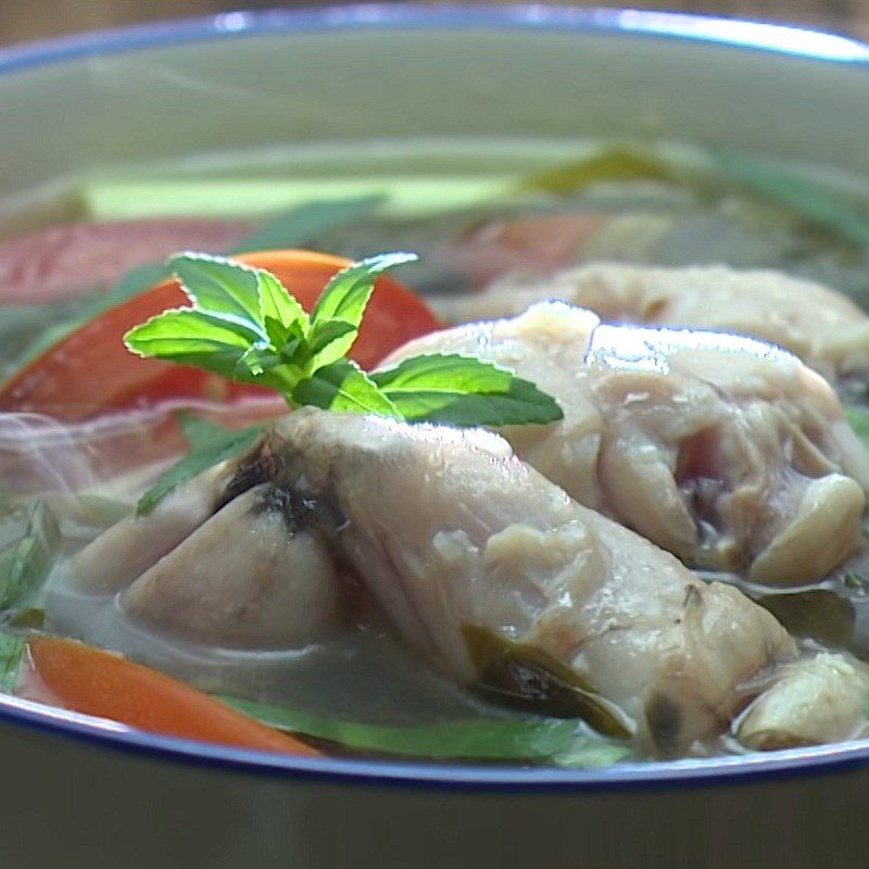 Step 5 Finished Product Sour Frog Soup with Young Tamarind Leaves