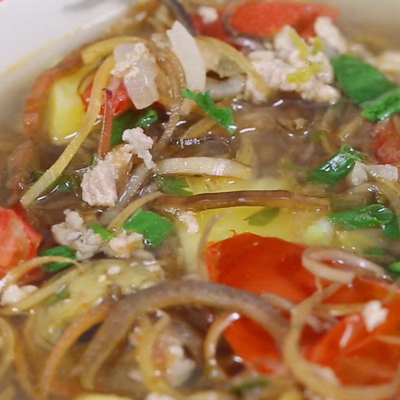 Step 4 Final product Banana flower soup with pork