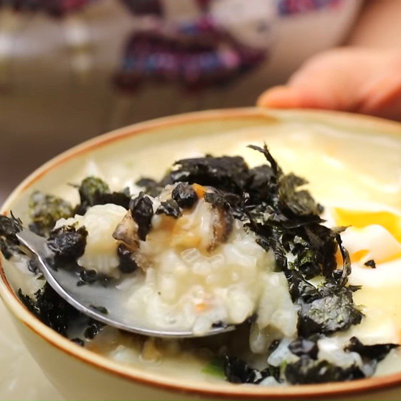 Step 4 Final product Abalone porridge with egg