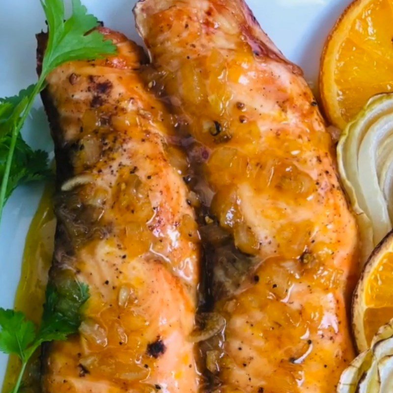 Step 4 Final product Grilled salmon with orange