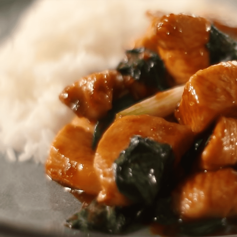 Step 4 Final product Spicy Thai basil chicken