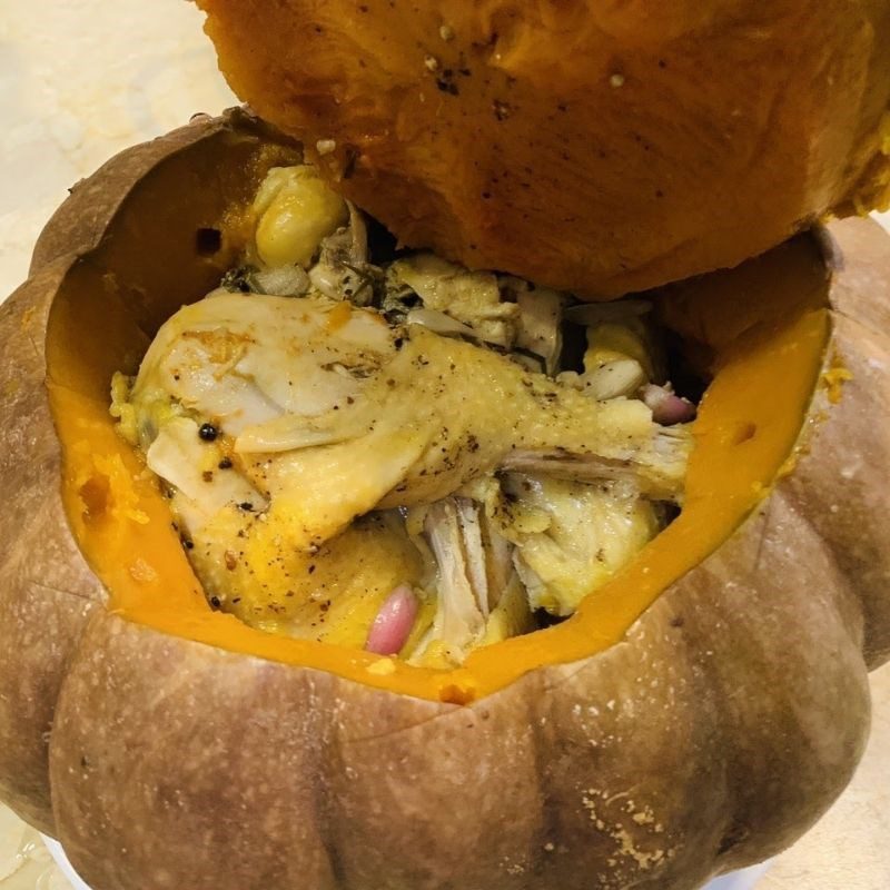 Step 4 Product Whole pumpkin chicken stew