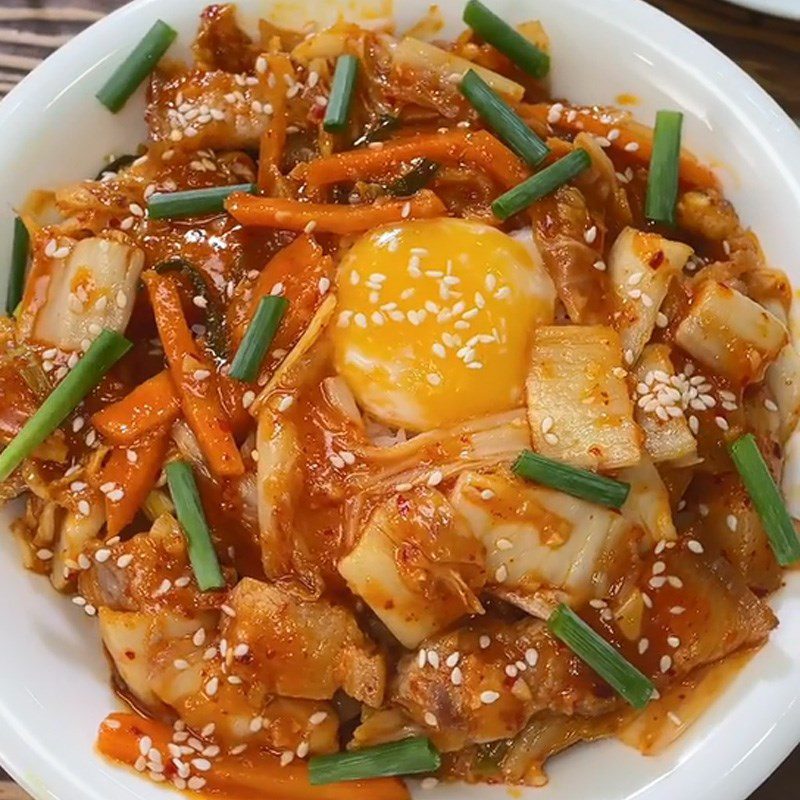 Step 3 Finished product of stir-fried pork belly with kimchi (Recipe shared from TikTok Cooking with TasteVN)