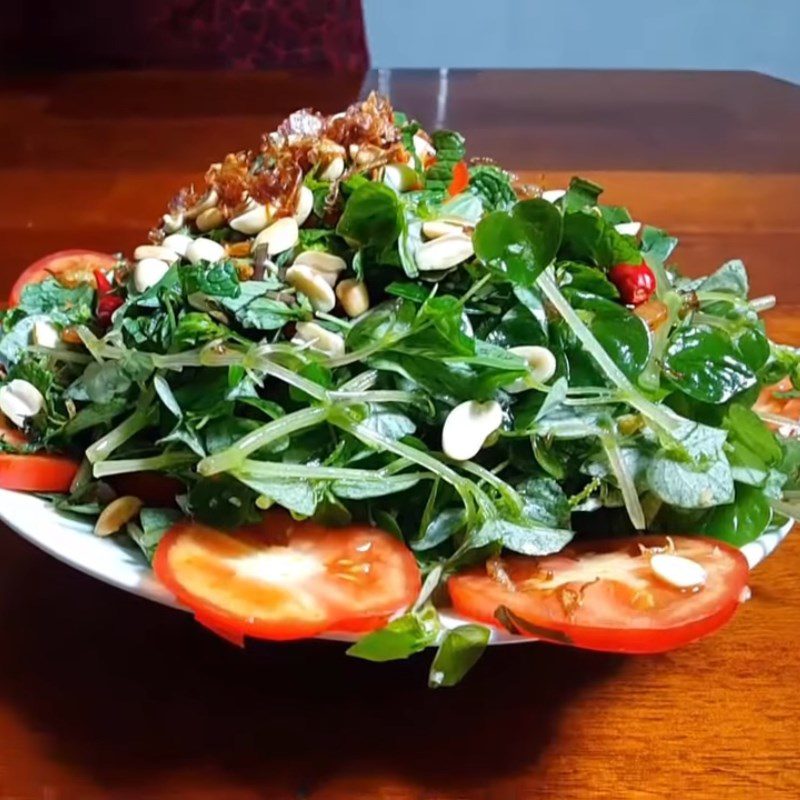 Step 6 Final product Shrimp and water spinach salad