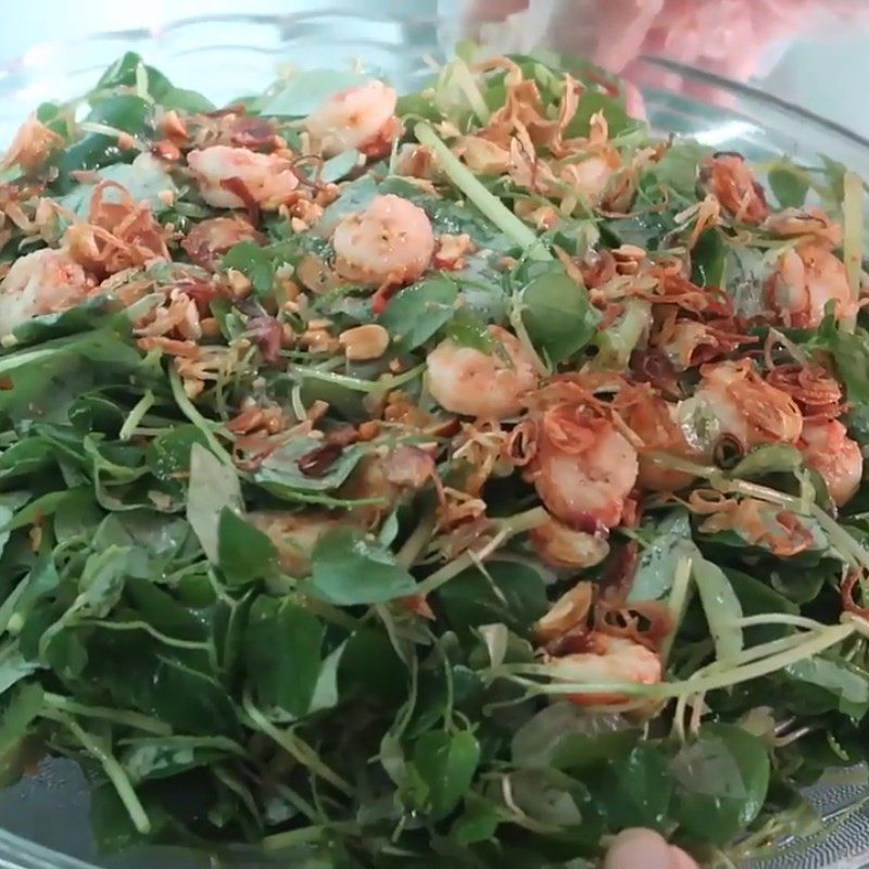 Step 5 Final product of fresh shrimp and water fern salad