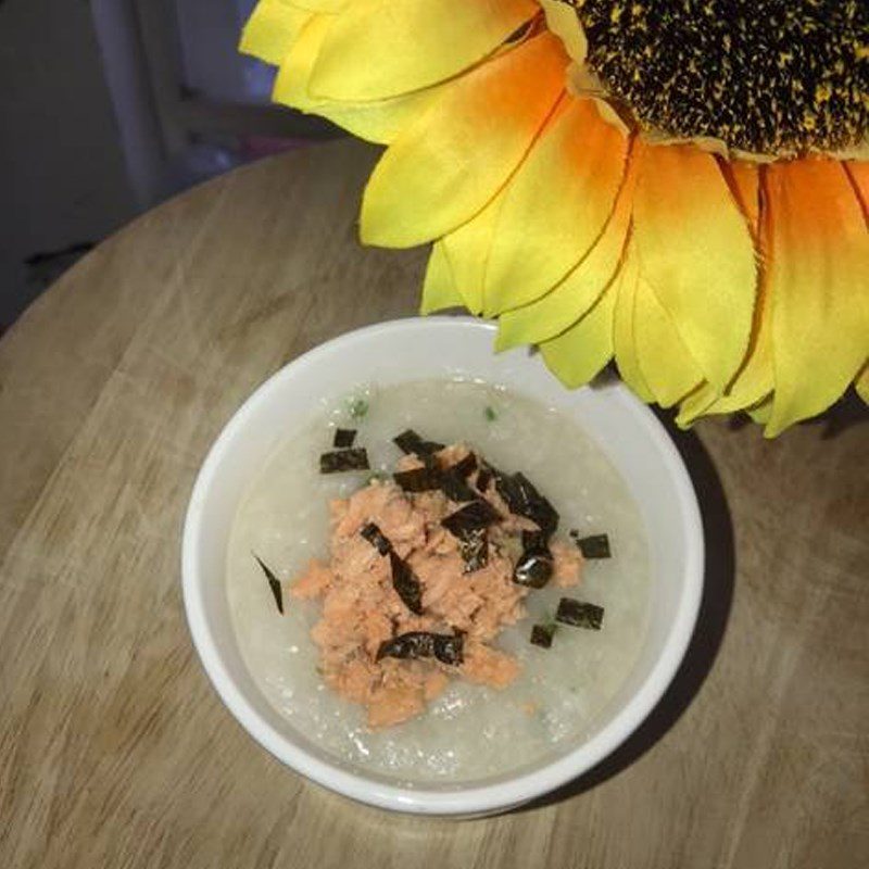 Step 4 Final product Salmon porridge with taro