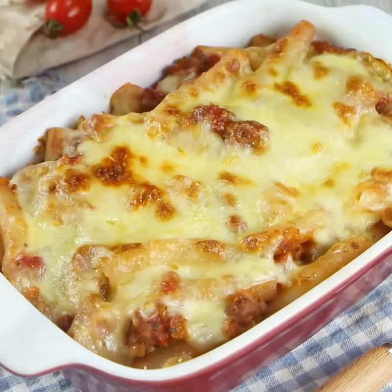 Step 7 Final product Baked macaroni with minced beef sauce