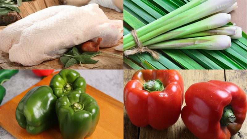 Ingredients for stir-fried goose with lemongrass and chili