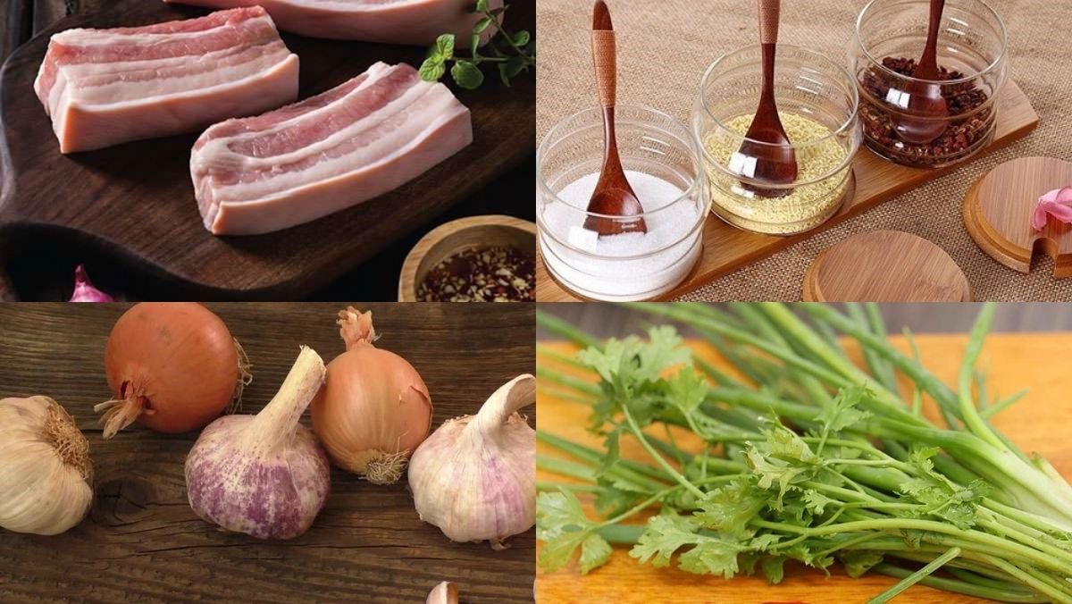 Ingredients for the dish of sweet and salty braised pork belly