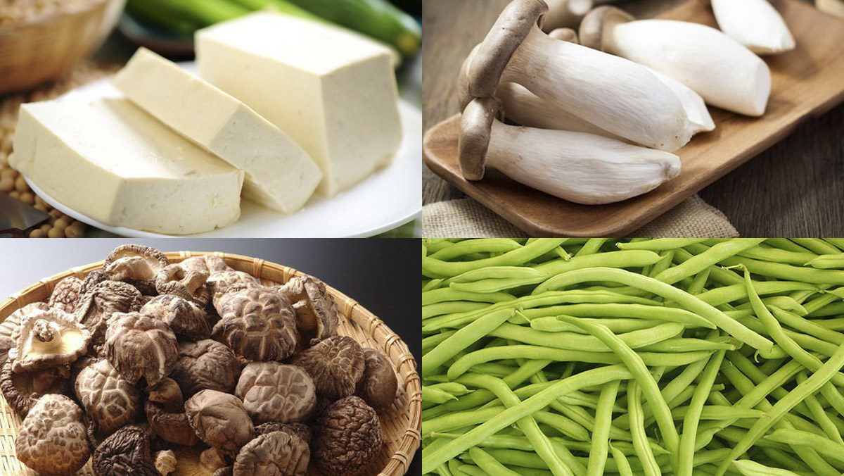 Ingredients for vegetarian Szechuan tofu dish