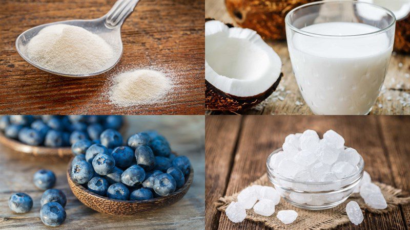 Ingredients for 3 ways to make jelly dessert