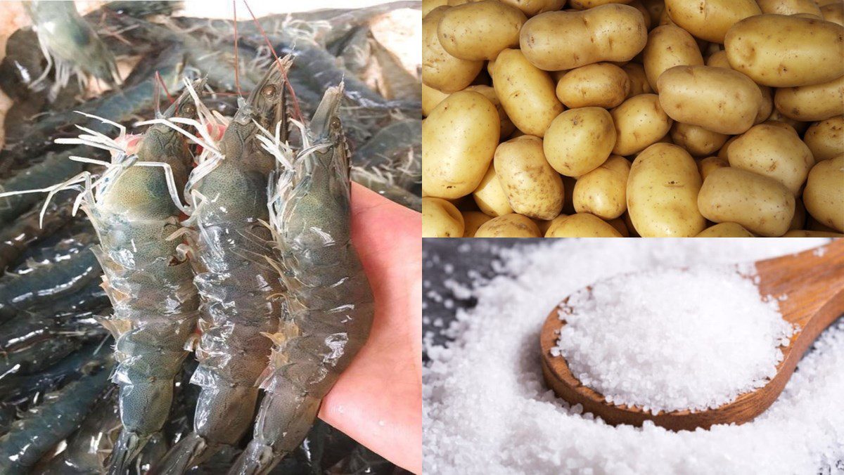 Ingredients for the dish shrimp wrapped in fried potatoes using an air fryer