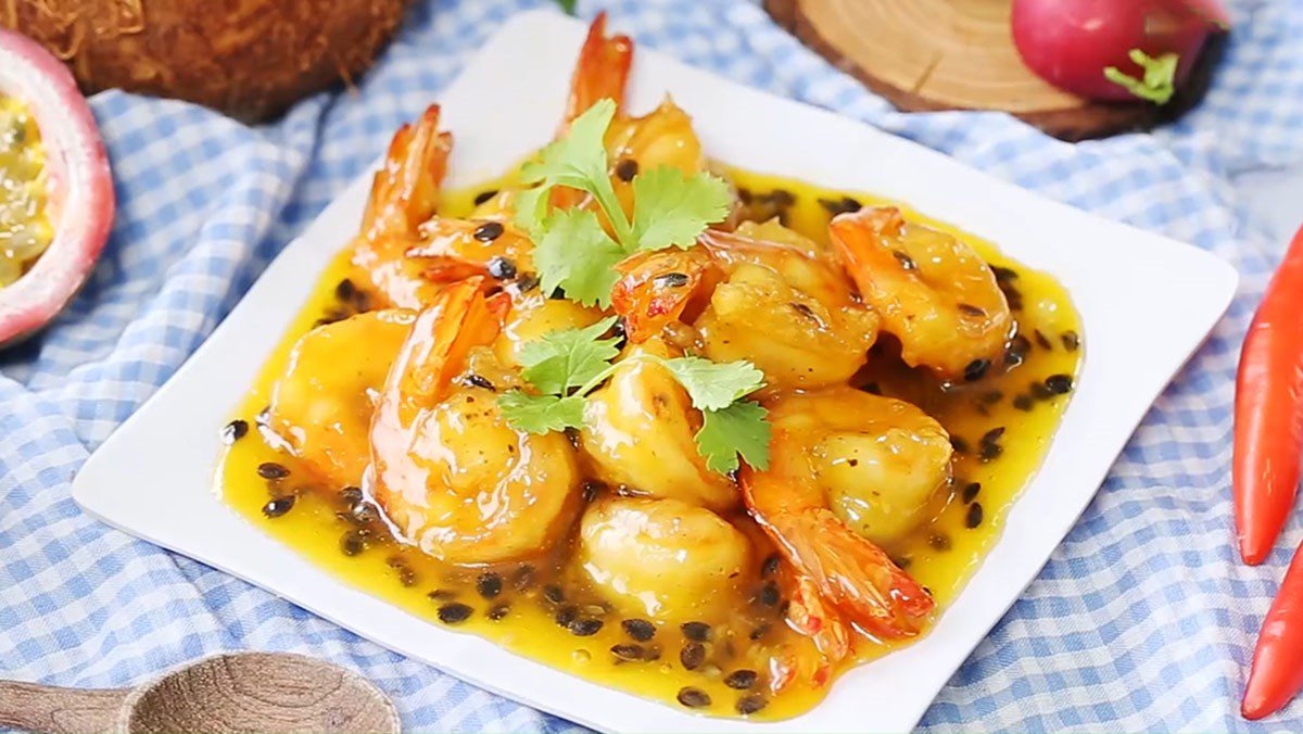 Shrimp with Passion Fruit Butter Sauce