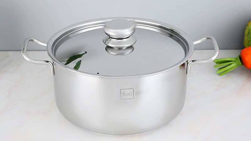 Stainless steel pot with 3 layers and stainless steel lid 24 cm Fivestar FSN24-SW