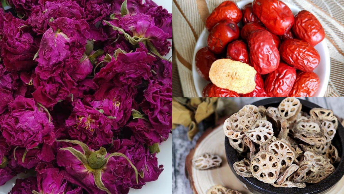 Ingredients for dried rose tea