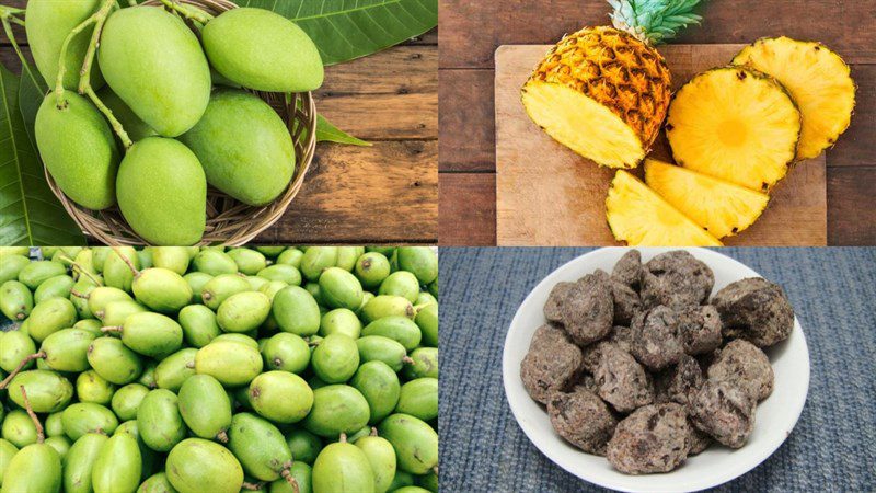 Ingredients for fruit shake with preserved plums, dry beef fruit shake