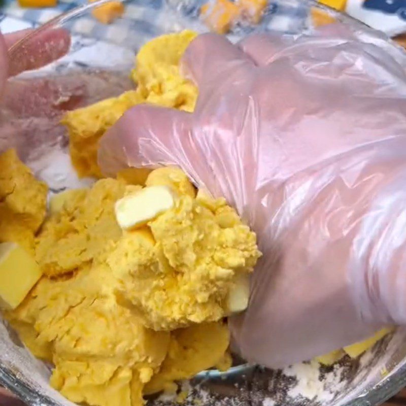 Step 2 Mixing the dough for pumpkin cheese mochi