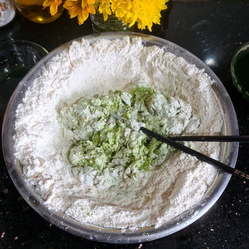 Step 2 Mixing the Dough for Quail Egg Buns with Cheese Filling