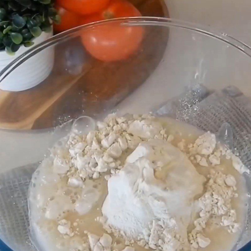 Step 1 Mix the dough for Microwave Pizza