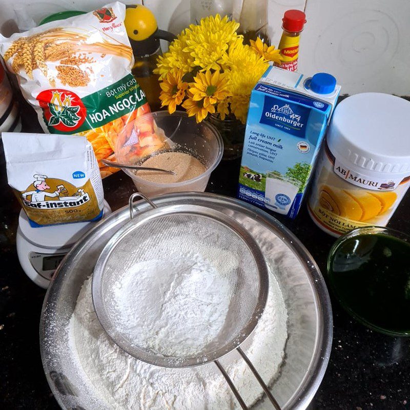 Step 2 Mixing the Dough for Quail Egg Buns with Cheese Filling