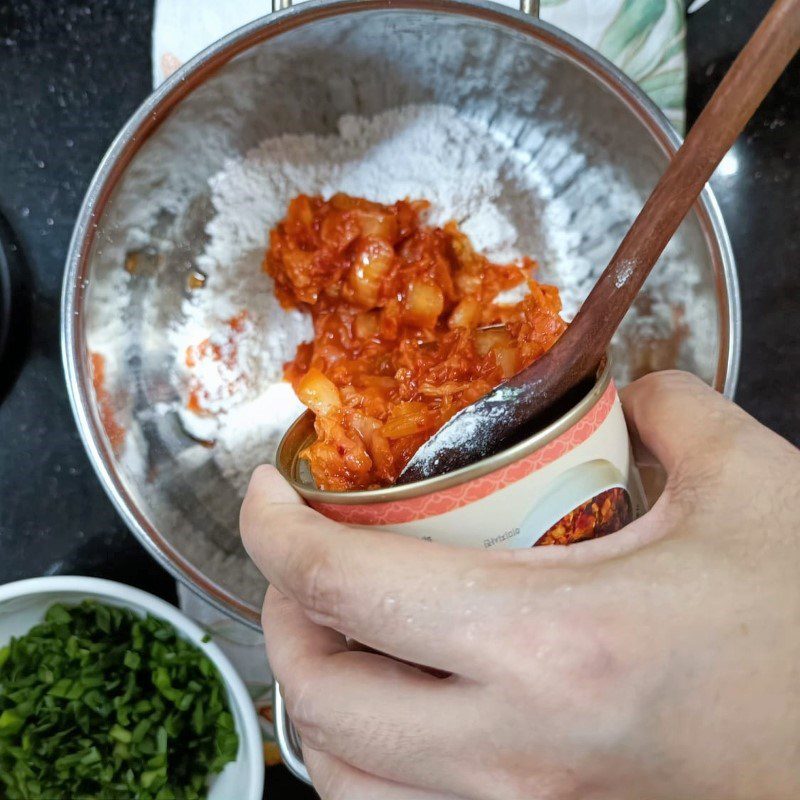 Step 1 Mix the batter for Korean kimchi pancakes