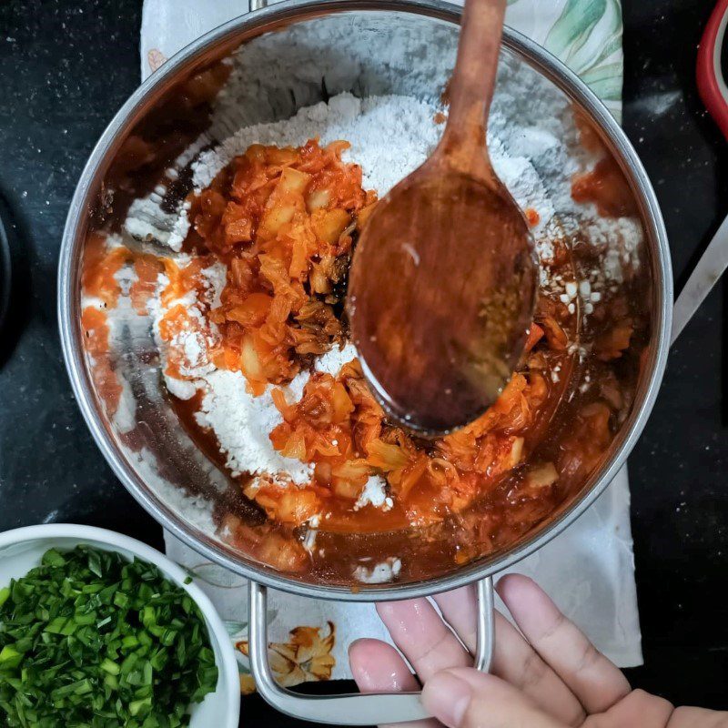 Step 1 Mix the batter for Korean kimchi pancakes