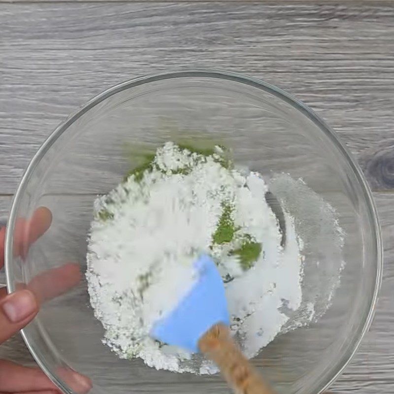 Step 1 Mixing the dough for Green Tea Black Sesame Mooncake with Salted Egg Yolk filling