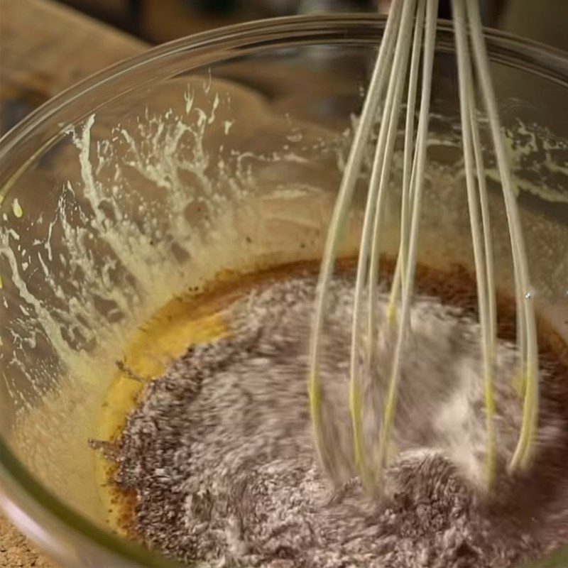 Step 6 Mixing the cake batter Chocolate castella pancake