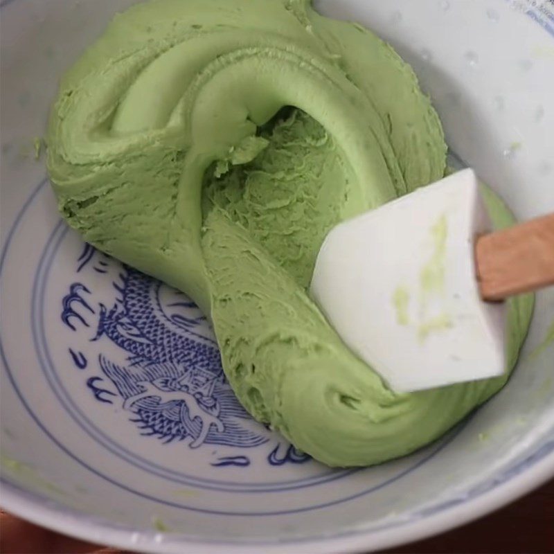 Step 3 Mixing dough for the cake skin for coconut pandan cake