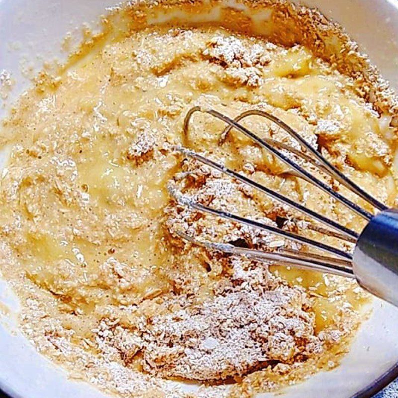 Step 2 Mixing the dough with bananas Whole wheat banana cake