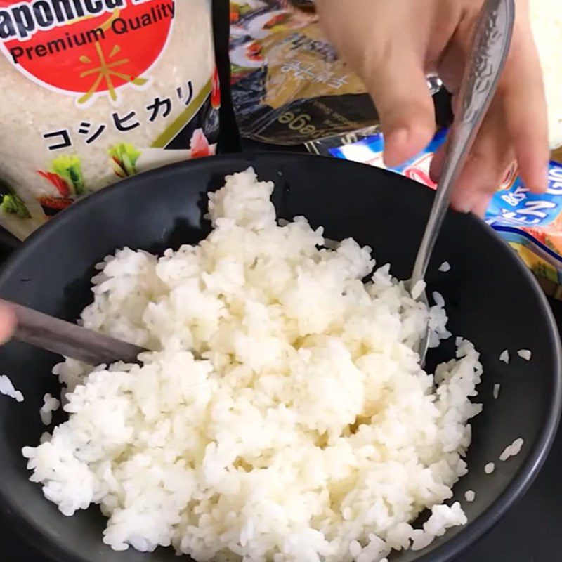 Step 2 Mixing Sushi crab stick rice