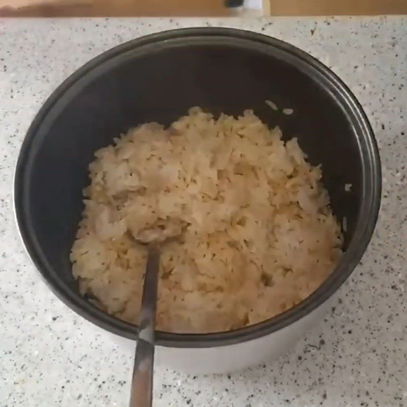 Step 2 Mix rice with soy sauce for Tuna Salad with Mayonnaise